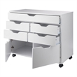 Pemberly Row 5-Drawer Engineered Wood Mobile Storage Cabinet in Crisp White