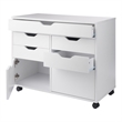 Pemberly Row 5-Drawer Engineered Wood Mobile Storage Cabinet in Crisp White