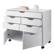 Pemberly Row 5-Drawer Engineered Wood Mobile Storage Cabinet in Crisp White