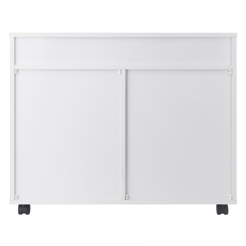 Pemberly Row 5-Drawer Engineered Wood Mobile Storage Cabinet in Crisp White