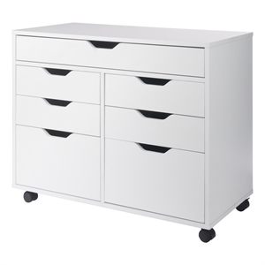 Pemberly Row 5-Drawer Engineered Wood Mobile Storage Cabinet in Crisp White