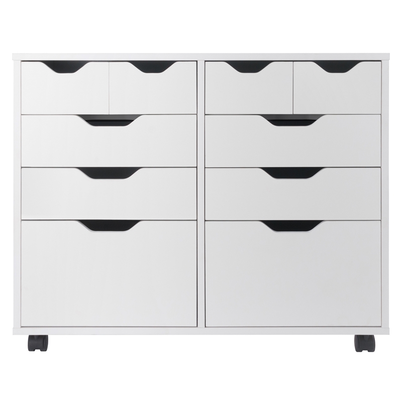 Pemberly Row 4-Drawer Engineered Wood Mobile Storage Cabinet in Crisp White