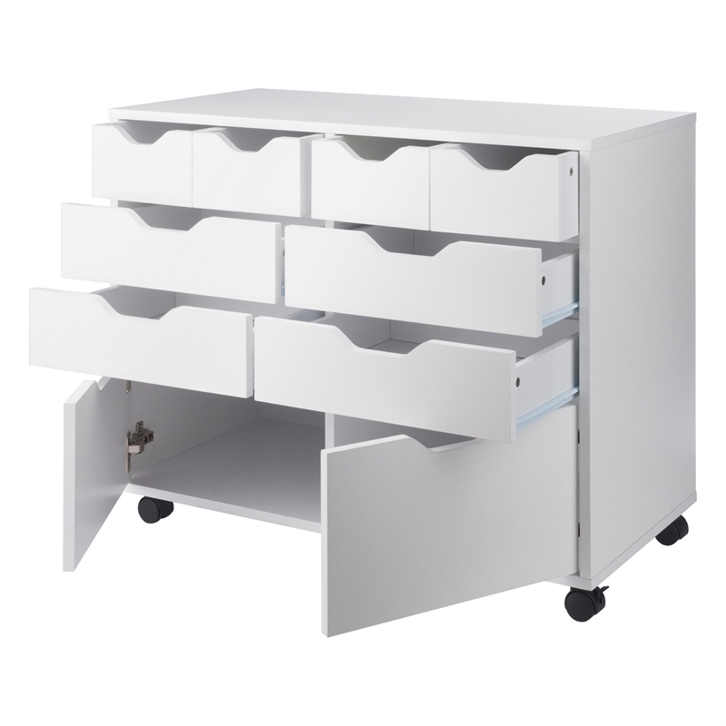 Pemberly Row 4-Drawer Engineered Wood Mobile Storage Cabinet in Crisp White