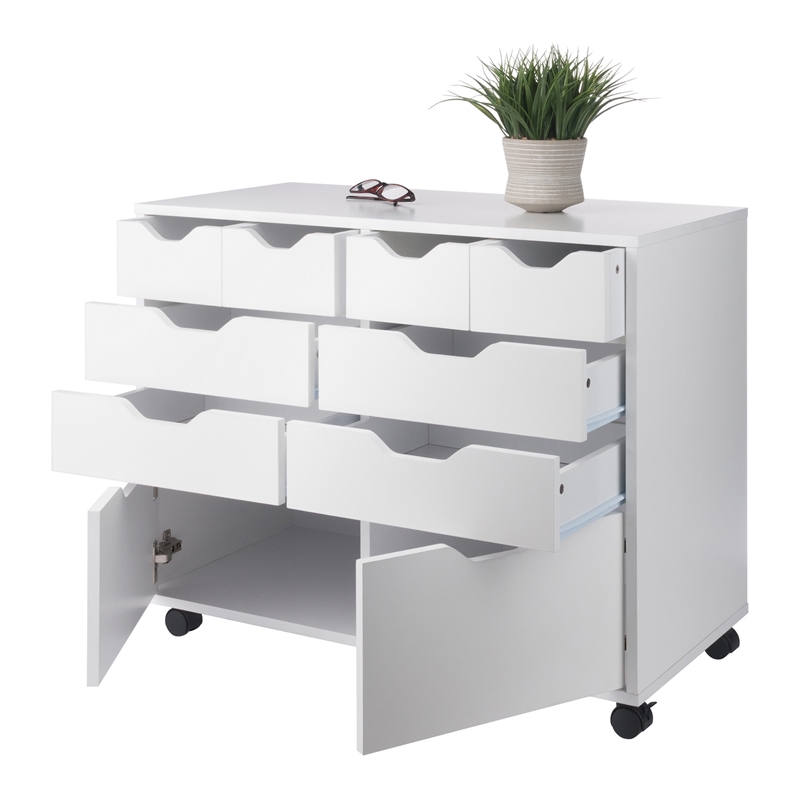 Pemberly Row 4-Drawer Engineered Wood Mobile Storage Cabinet in Crisp White