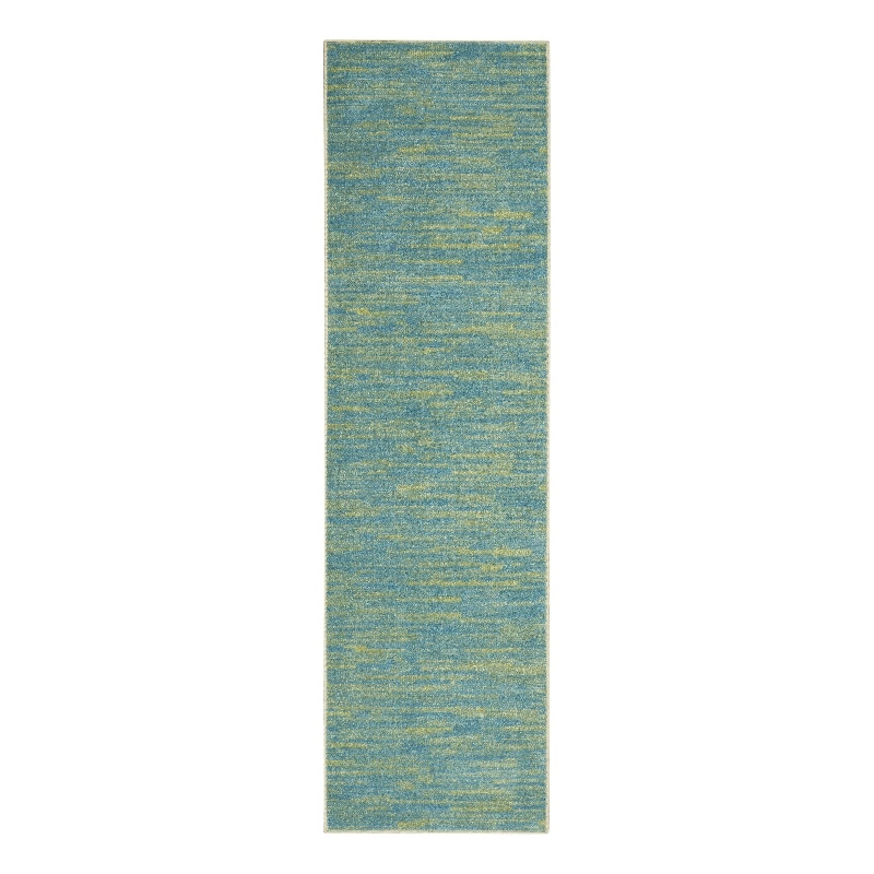 Pemberly Row Contemporary Fabric 16' Runner Blue Green Area Rug