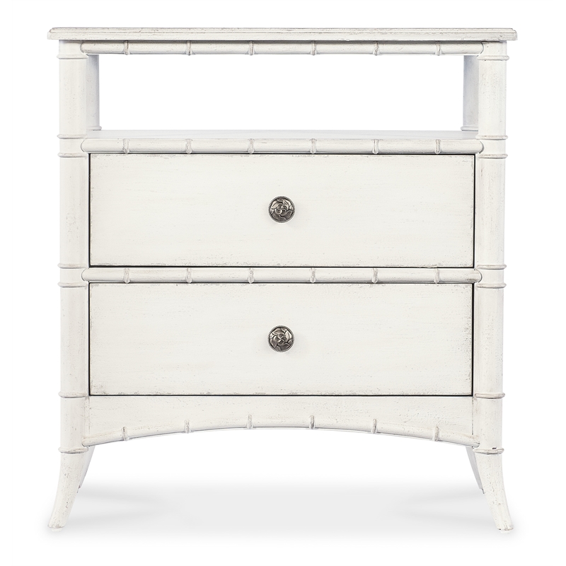 Pemberly Row Traditional Nightstand in White Wood with 2 Drawers