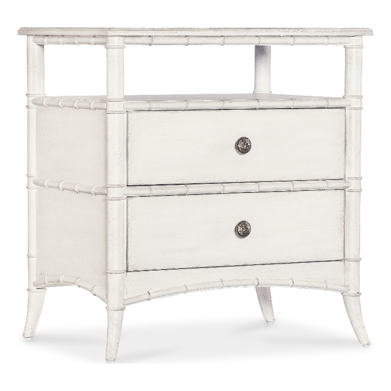 Pemberly Row Traditional Nightstand in White Wood with 2 Drawers