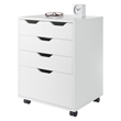 Pemberly Row Bins and Drawers Storage Mobile Cabinet White Finish