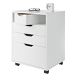 Pemberly Row Bins and Drawers Storage Mobile Cabinet White Finish