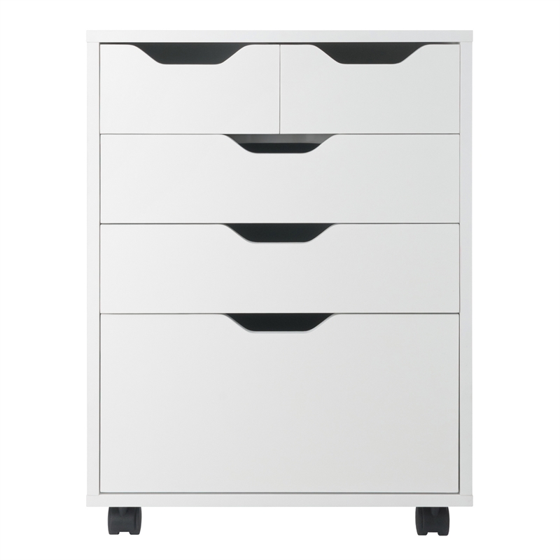 Pemberly Row Bins and Drawers Storage Mobile Cabinet White Finish