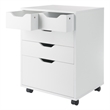 Pemberly Row Bins and Drawers Storage Mobile Cabinet White Finish