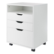 Pemberly Row Bins and Drawers Storage Mobile Cabinet White Finish