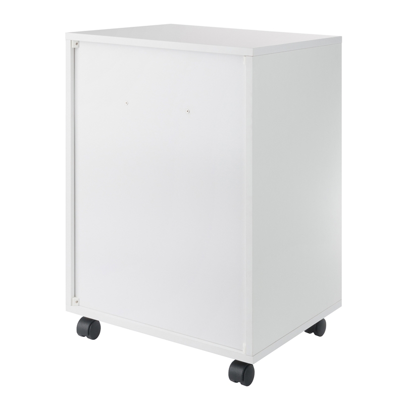 Pemberly Row Bins and Drawers Storage Mobile Cabinet White Finish