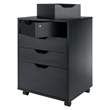 Pemberly Row Bins and Drawers Storage Mobile Cabinet Black Finish