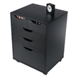 Pemberly Row Bins and Drawers Storage Mobile Cabinet Black Finish