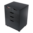 Pemberly Row Bins and Drawers Storage Mobile Cabinet Black Finish