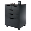 Pemberly Row Bins and Drawers Storage Mobile Cabinet Black Finish