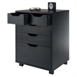 Pemberly Row Bins and Drawers Storage Mobile Cabinet Black Finish