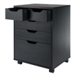 Pemberly Row Bins and Drawers Storage Mobile Cabinet Black Finish