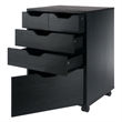 Pemberly Row Bins and Drawers Storage Mobile Cabinet Black Finish