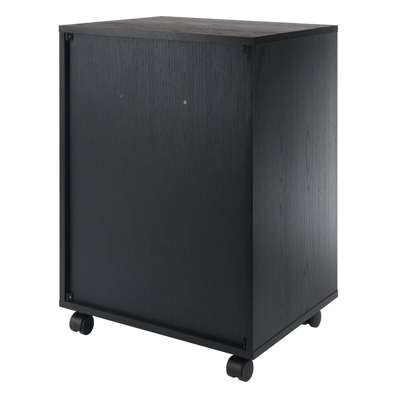 Pemberly Row Bins and Drawers Storage Mobile Cabinet Black Finish