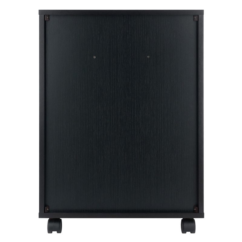 Pemberly Row Bins and Drawers Storage Mobile Cabinet Black Finish