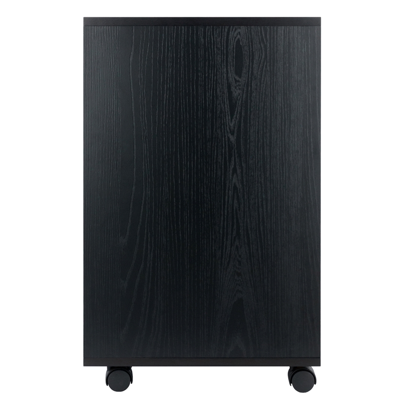 Pemberly Row Bins and Drawers Storage Mobile Cabinet Black Finish