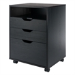 Pemberly Row Bins and Drawers Storage Mobile Cabinet Black Finish