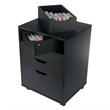 Pemberly Row Bins and Drawers Storage Mobile Cabinet Black Finish