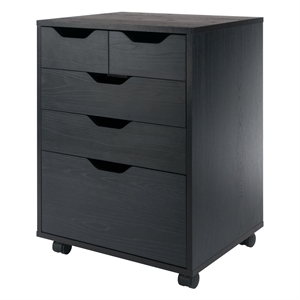 Pemberly Row Bins and Drawers Storage Mobile Cabinet Black Finish