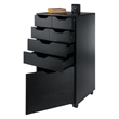 Pemberly Row Bins and Drawers Multi-Storage Tall Mobile Cabinet Black Finish