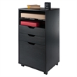 Pemberly Row Bins and Drawers Multi-Storage Tall Mobile Cabinet Black Finish