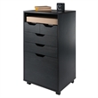 Pemberly Row Bins and Drawers Multi-Storage Tall Mobile Cabinet Black Finish