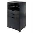 Pemberly Row Bins and Drawers Multi-Storage Tall Mobile Cabinet Black Finish