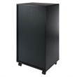 Pemberly Row Bins and Drawers Multi-Storage Tall Mobile Cabinet Black Finish