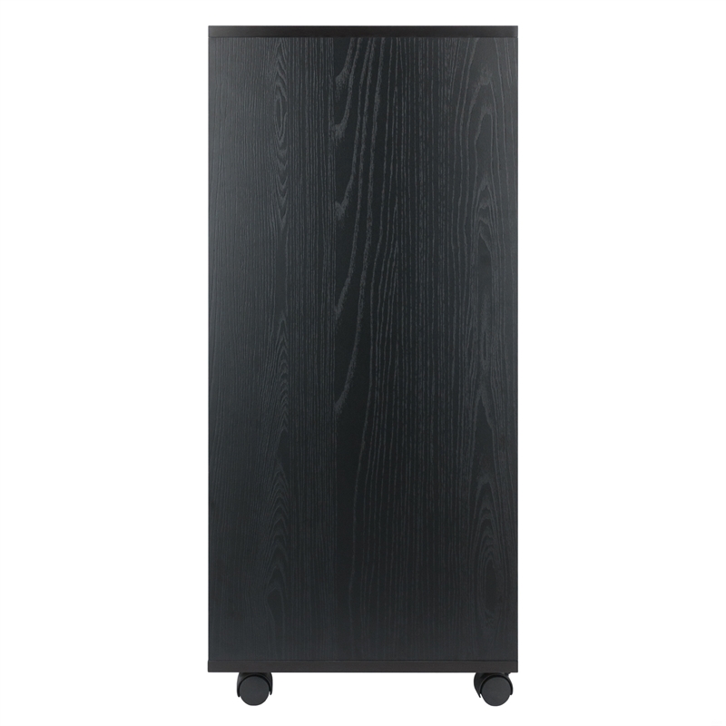 Pemberly Row Bins and Drawers Multi-Storage Tall Mobile Cabinet Black Finish