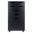 Pemberly Row Bins and Drawers Multi-Storage Tall Mobile Cabinet Black Finish