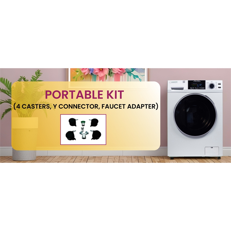 Pemberly Row All-in-One Washer Dryer w/ Pet Cycle - 1.62cf/15lbs+Portability Kit