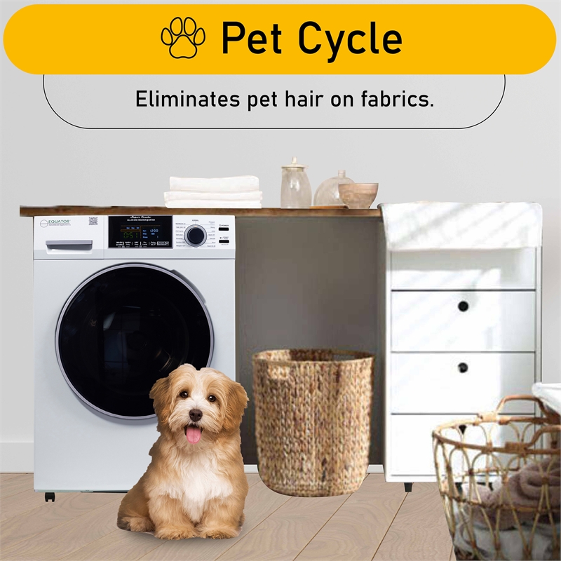 Pemberly Row All-in-One Washer Dryer w/ Pet Cycle - 1.62cf/15lbs+Portability Kit