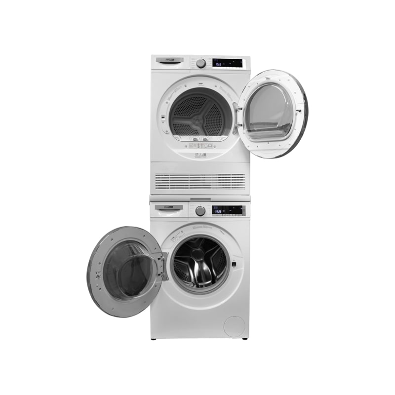 Pemberly Row Stackable Washer 2.2 cf 110 V Dryer 4 Cf 220V with Stacking Shelf