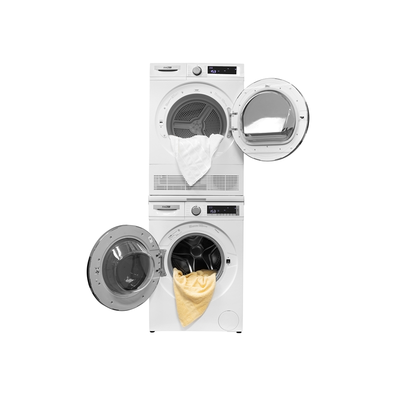 Pemberly Row Stackable Washer 2.2 cf 110 V Dryer 4 Cf 220V with Stacking Shelf