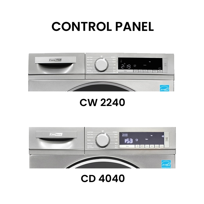 Pemberly Row Stackable Washer 2.2 cf 110 V Dryer 4 Cf 220V with Stacking Shelf