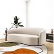 Pemberly Row Mid-Century Modern Living Room Soft Leather Curvy Sofa in Cream