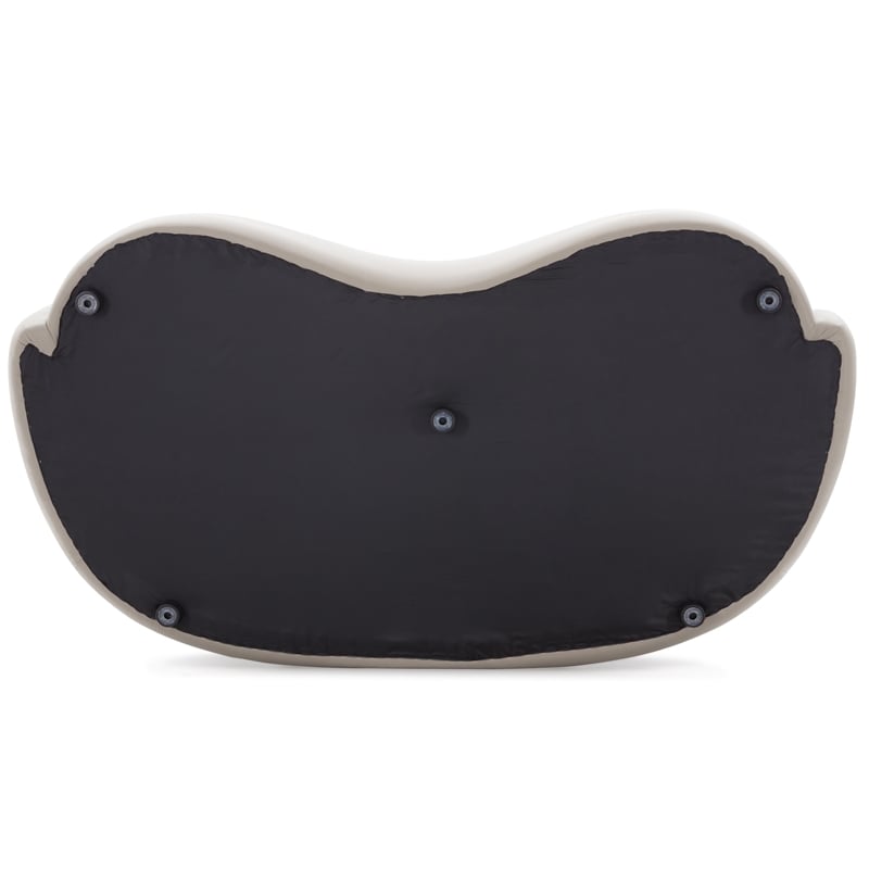 Pemberly Row Mid-Century Modern Living Room Soft Leather Curvy Sofa in Cream