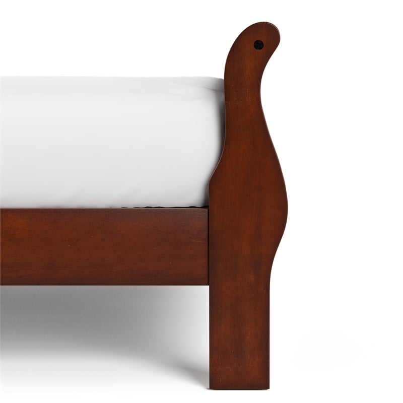Pemberly Row Contemporary Wood Sleigh King Panel Bed in Cherry
