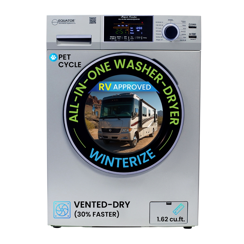 Pemberly Row All-in-One Washer Dryer VENTED-DRY FASTER than Condense 15lb 110V
