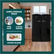 Pemberly Row Contemporary Retro Refrigerator-Freezer Set in Black