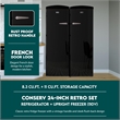 Pemberly Row Contemporary Retro Refrigerator-Freezer Set in Black