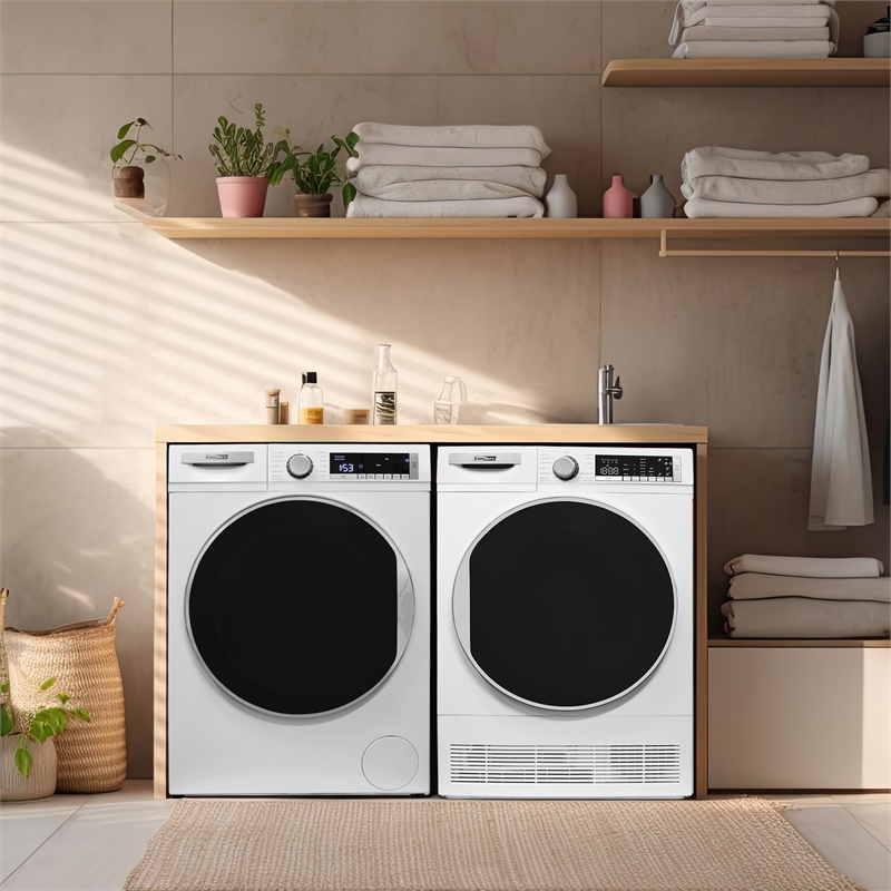 Pemberly Row Luxury Washer 2.2cf 110V+Condensing Dryer 4cf 220V