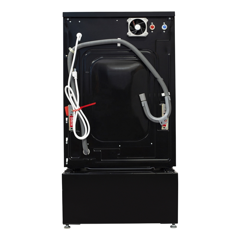 Pemberly Row All-in-One Washer Dryer in Black Steel - 15lb 110V + Pedestal